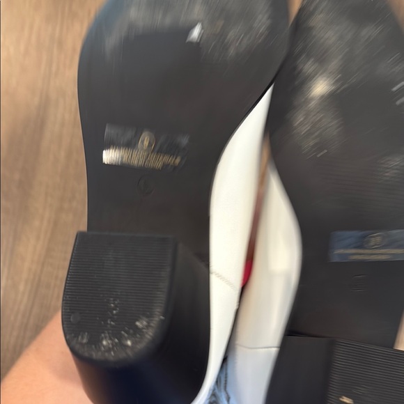 Lulu's White Heeled Boots with Decorative Stitching - Picture 9 of 12